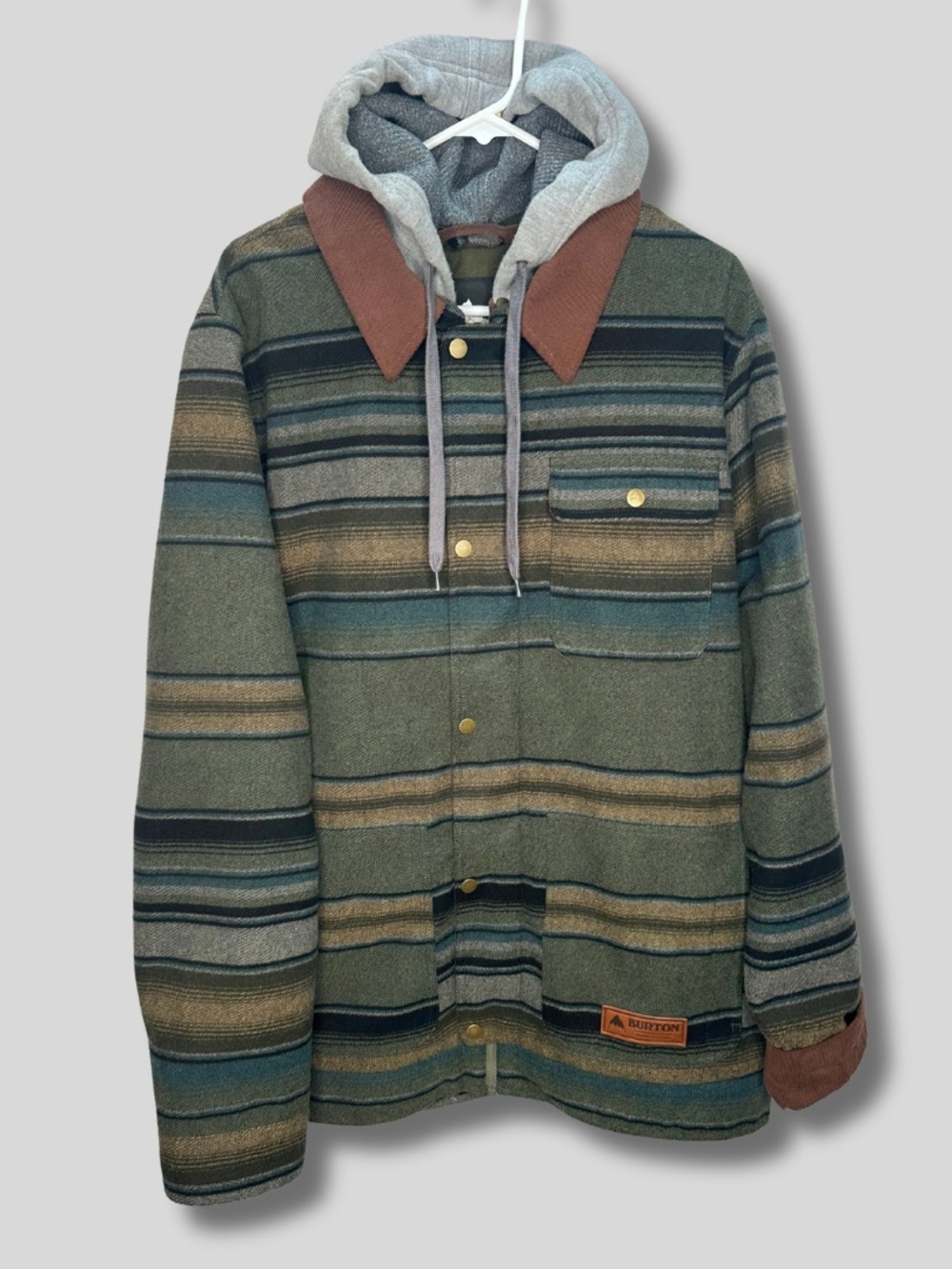 Burton Dunmore Jacket Men’s L Striped Hooded Snowboard 13067 2017